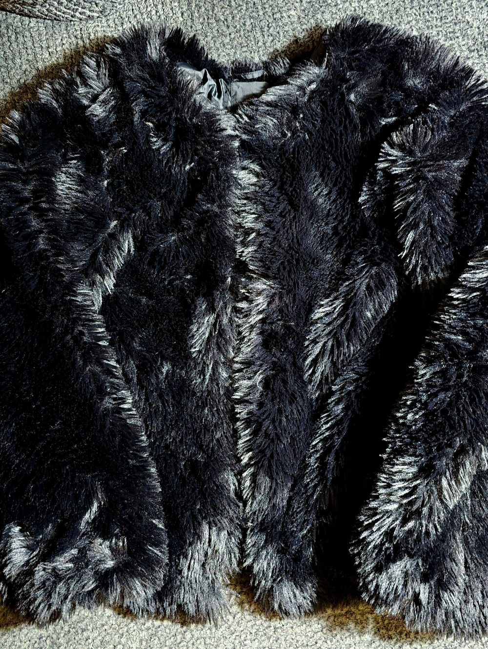 Simply Vera Vera Wang Black Faux Fur Jacket L Soft Plush Open Front